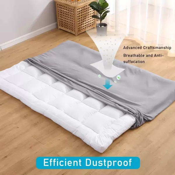 imageBedecor Floor Futon Mattress Cover Only for Traditional Japanese Futon MattressZipper Soft SkinFriendly Breathable Without Shrinkingfor Bedroom Living Room Hotel Dormitory RV GreyTwinFull