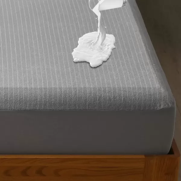 imageBedecor Twin Size Mattress Protector Waterproof Mattress Cover 39quot75quotStripe Mattress Sheet Stylish SoftDeep Pockets to 18quot GreyTwin