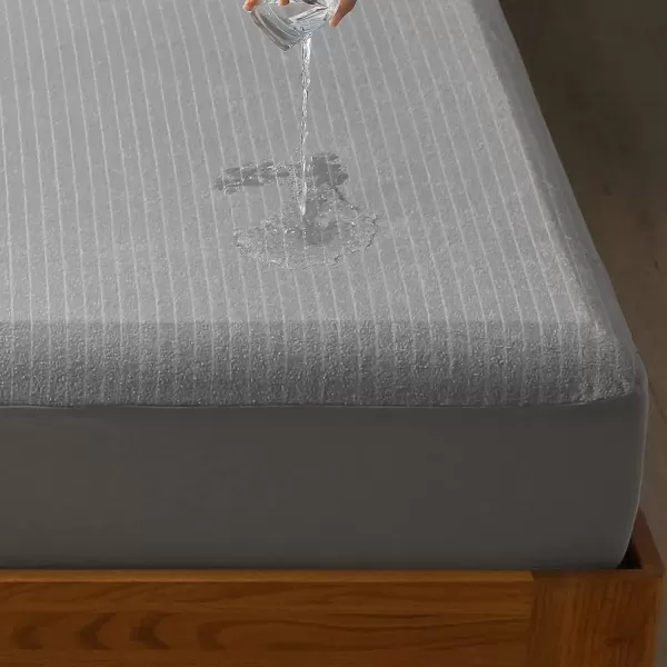 imageBedecor Twin Size Mattress Protector Waterproof Mattress Cover 39quot75quotStripe Mattress Sheet Stylish SoftDeep Pockets to 18quot GreyTwin