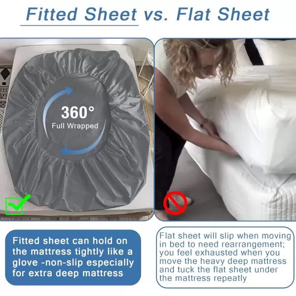 imageBedecor Extra Deep Pocket Twin XL Fitted Sheet Only for 18 to 21 Inch Super Thick Mattress That Stay TightAll Around Elastic BottomDoesnt Pop OffGray
