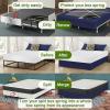imageBedecor 49 Inches Box Spring Cover Twin Size Light Grey with Stretchy Fabric Bed Frame Cover Wrap Around 4 Sides Elastic Bed Skirt Alternative Gray Boxspring Cover TwinTwin XLNavy Blue