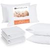 imageBedecor King Pillow Protector with Zipper 2 Pack Waterproof Pillow Covers Encasement Smooth Dust Proof with Breathable Holes Allow Air to Circulate4 Packs Queen