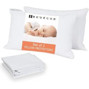 imageBedecor King Pillow Protector with Zipper 2 Pack Waterproof Pillow Covers Encasement Smooth Dust Proof with Breathable Holes Allow Air to CirculateKing21x37 Set of 2