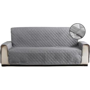 imageBedecor Waterproof Sofa Slipcovers for 3 Cushion Couch 66quot Seat Width Reversible Quilted Couch Cover Washable Furniture Protector with Durable Elastic Straps for Dogs Cat Pets GrayLight GrayOversized Sofa78