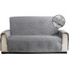 imageBedecor Waterproof Oversized Loveseat Couch Cover for 2 Cushion Couch Reversible Quilted 54quot Seat Width Sofa Slipcover Furniture Protector with Durable Elastic Straps for Dogs Pets GrayLight Gray