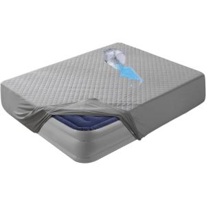 imageBedecor Full Extra Long Air Mattress Pad Waterproof Air Mattress Cover Quilted Mattress Topper Heavy Absorbent Breathable ampamp Noiseless Grey Mattress Pad Protector Full XL Fitted Deep Up to 18quot