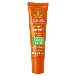 imageHempz Yuzu ampamp Starfruit Daily Herbal Lip Balm with SPF 15 44 oz Scented Lip Moisturizer with SunscreenBroad Spectrum SPF 15 Protection against UVAUVB rays  100 Natural Hemp Seed Oil Pack of 1