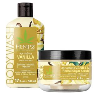 imageHempz Age Defying Vanilla ampamp Musk Sugar Body Scrub 73 Oz ampamp Body Wash 17 Oz  Natural AntiAging Exfoliating Shea Butter Sugar ampamp Salt Scrub Plus Exfoliating Body Wash  For Women Men ampamp Teens