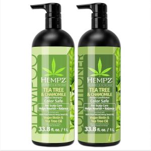 imageHEMPZ Hair Shampoo ampamp Conditioner Set  Grapefruit ampamp Peach Scent for Dry Damaged and Color Treated Hair Hydrating Softening Moisturizing with Biotin Duo Set 338 fl ozTea  Chamomile