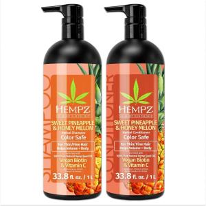 imageHEMPZ Hair Shampoo ampamp Conditioner Set  Grapefruit ampamp Peach Scent for Dry Damaged and Color Treated Hair Hydrating Softening Moisturizing with Biotin Duo Set 338 fl ozPineapple Melon