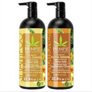 imageHEMPZ Hair Shampoo ampamp Conditioner Set  Grapefruit ampamp Peach Scent for Dry Damaged and Color Treated Hair Hydrating Softening Moisturizing with Biotin Duo Set 338 fl ozBanana