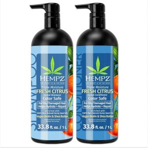 imageHEMPZ Hair Shampoo ampamp Conditioner Set  Grapefruit ampamp Peach Scent for Dry Damaged and Color Treated Hair Hydrating Softening Moisturizing with Biotin Duo Set 338 fl ozPeach Grapfruit