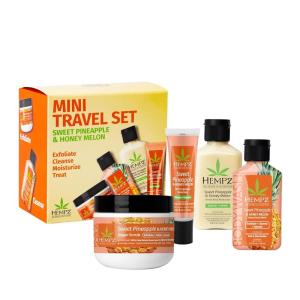 imageHempz Mini Sweet Treats Travel Kit Mini Body Wash Body Lotion Body Scrub and Lip Balm Sweet Pineapple Honeymelon Scent 4 Piece Gift SetSweet Pineapple Honeymelon Scent