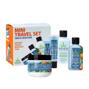 imageHempz Mini Sweet Treats Travel Kit Mini Body Wash Body Lotion Body Scrub and Lip Balm Sweet Pineapple Honeymelon Scent 4 Piece Gift SetTriple Moisture Scent