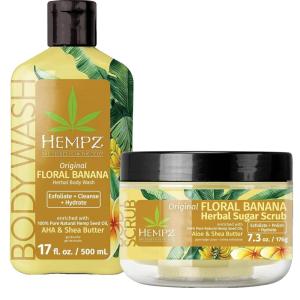 imageHempz Original Floral Banana Sugar Body Scrub 73 Oz ampamp Body Wash 17 Oz  Natural AntiAging Exfoliating Shea Butter Sugar ampamp Salt Scrub Plus Exfoliating Body Wash  For Women Men ampamp Teens