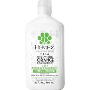 imageHempz Petz Dog Shampoo ampamp Conditioner Creamy Citrus Orange ampamp Red Raspberry 2 in 1 Herbal Shampoo ampamp Conditioner 17 oz
