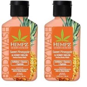 imageHempz NEW Mini Body Wash Sweet Pineapple ampamp Honey Melon Travel Size Shower Gel 225 ozSweet Pineapple Honeymelon Scent