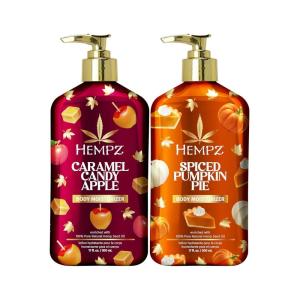 imageHempz Fall Body Lotion 2Pack Pumpkin Pie and Caramel Apple Moisturizer Hostess Gift Winter and Fall Body Care Routine 17 oz Duo