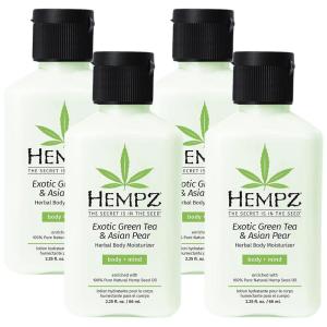 imageHempz Exotic Natural Herbal Body Moisturizer with Pure Hemp Seed Oil Green Tea and Asian Pear 225 Fluid Ounce  Pure Nourishing Vegan Skin Lotion for Dryness and Flaking with Acai and Pack of 4