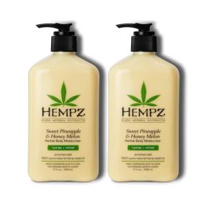 imageHempz Sweet Pineapple ampamp Honey Melon Moisturizing Skin Lotion Body Moisturizer with Jojoba Natural Extracts Vitamin A and E 17 oz 2 Pack Bundle