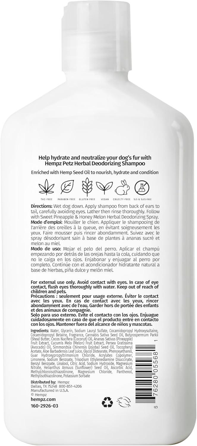 imageHempz Petz Dog Shampoo Sweet Pineapple Deodorizing Shampoo Cleans Conditions ampamp Moisturizes 17 oz