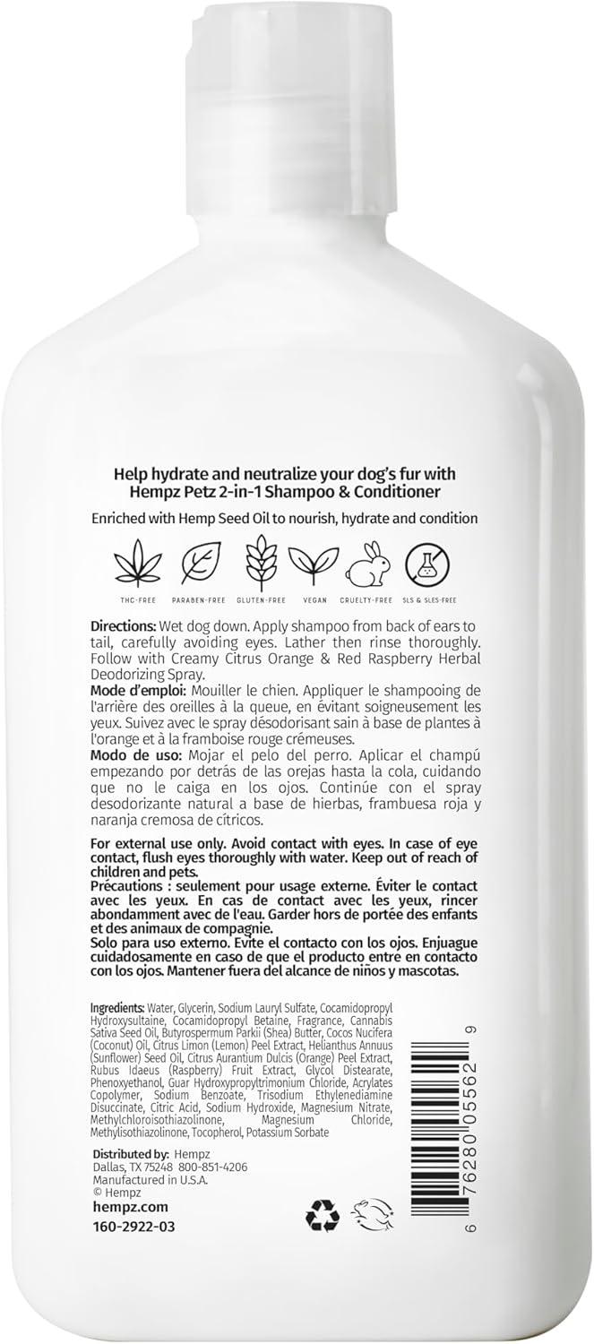 imageHempz Petz Dog Shampoo ampamp Conditioner Sweet Pineapple Honey Melon 2in1 Shampoo and Conditioner Cleans Conditions ampamp Moisturizes 17 fl OzCitrus and Raspberry