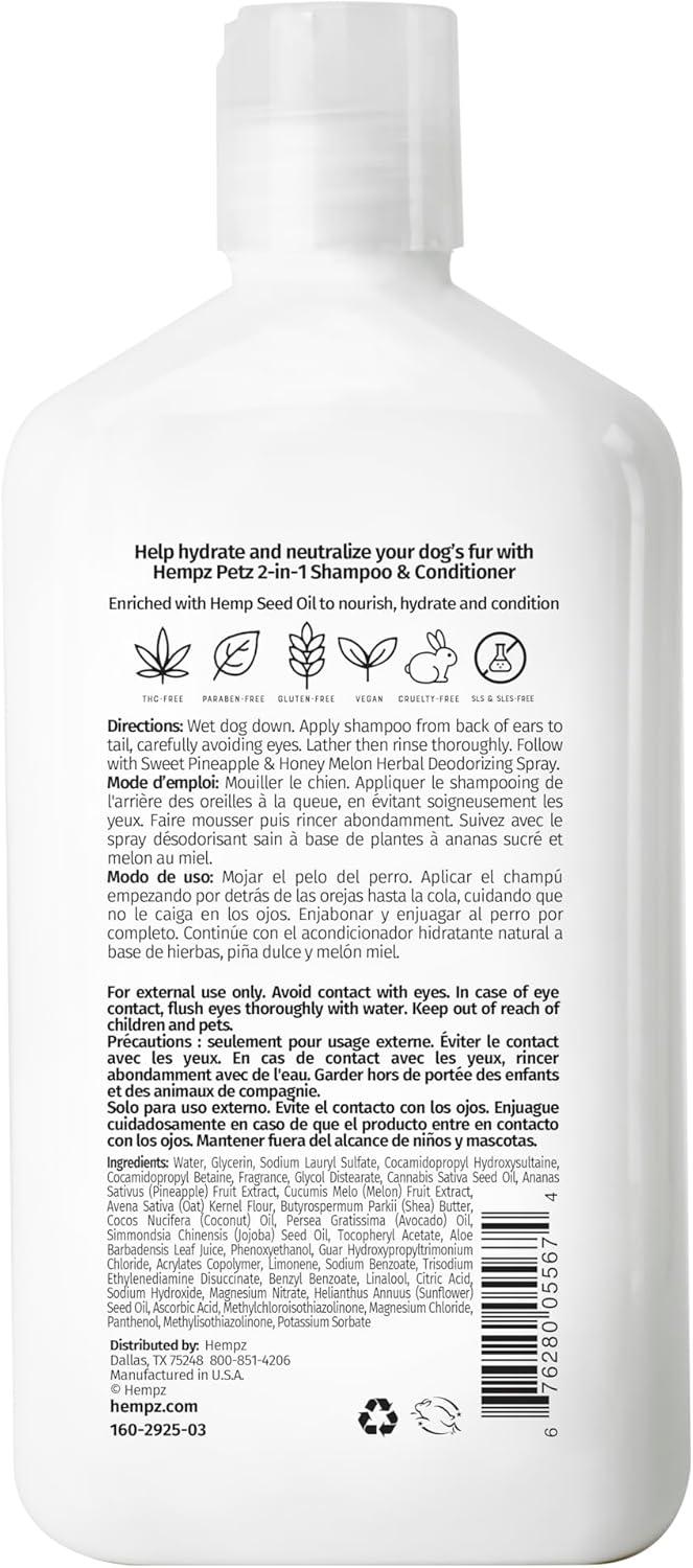 imageHempz Petz Dog Shampoo ampamp Conditioner Sweet Pineapple Honey Melon 2in1 Shampoo and Conditioner Cleans Conditions ampamp Moisturizes 17 fl OzSweet Pineapple  Honey Melon