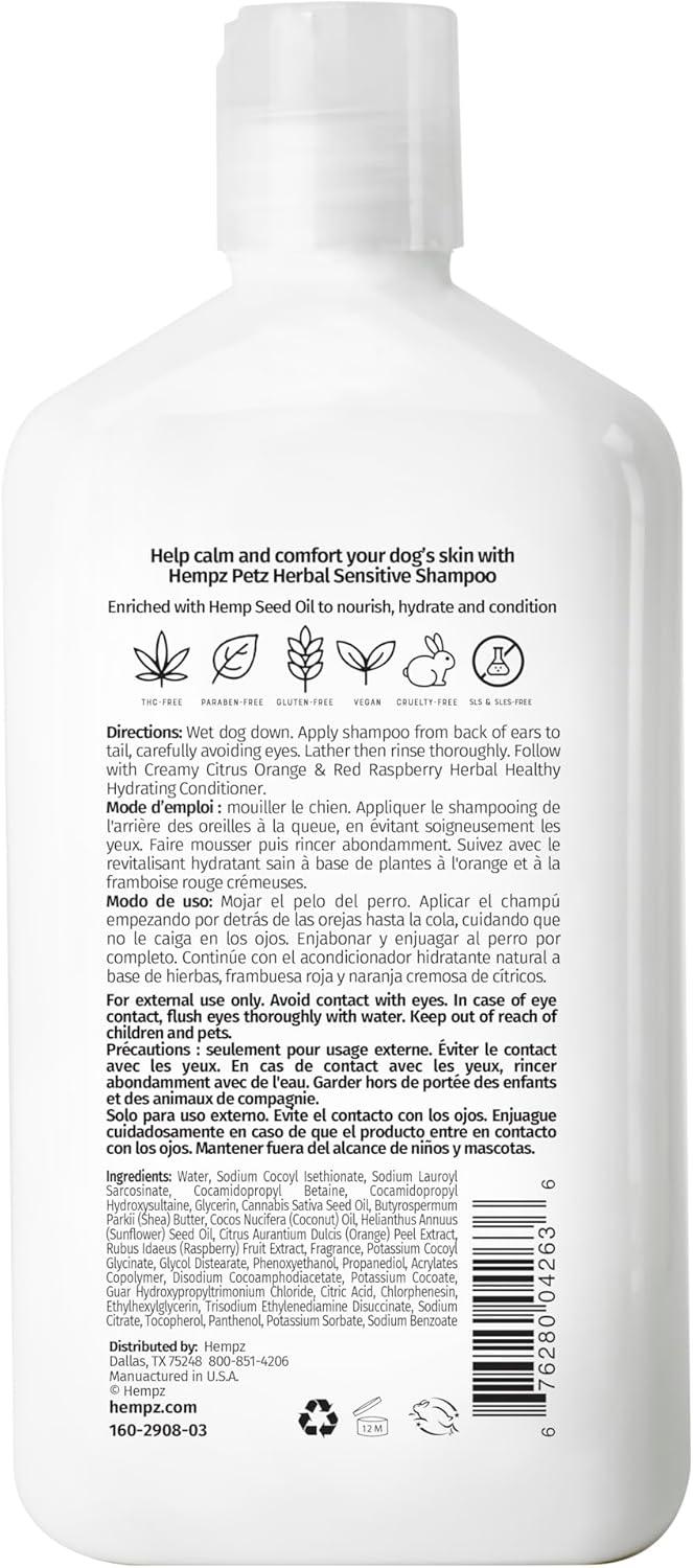 imageHempz Petz Sensitive Dog Shampoo Oatmeal Complex to Soothe Creamy Citrus Orange ampamp Red Raspberry Herbal Sensitive Shampoo 17 ozCitrus and Raspberry Sensitive