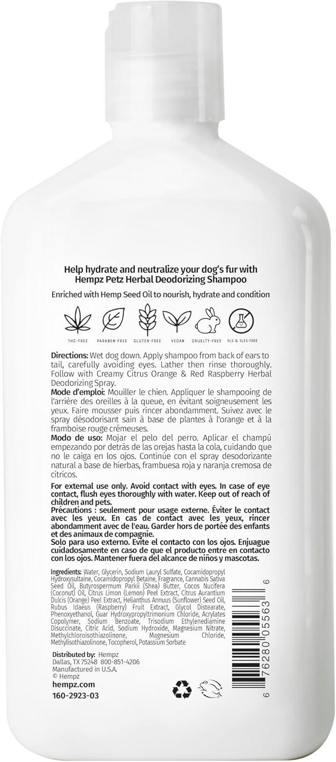 imageHempz Petz Sensitive Dog Shampoo Oatmeal Complex to Soothe Creamy Citrus Orange ampamp Red Raspberry Herbal Sensitive Shampoo 17 ozCitrus and Raspberry Deodorizing