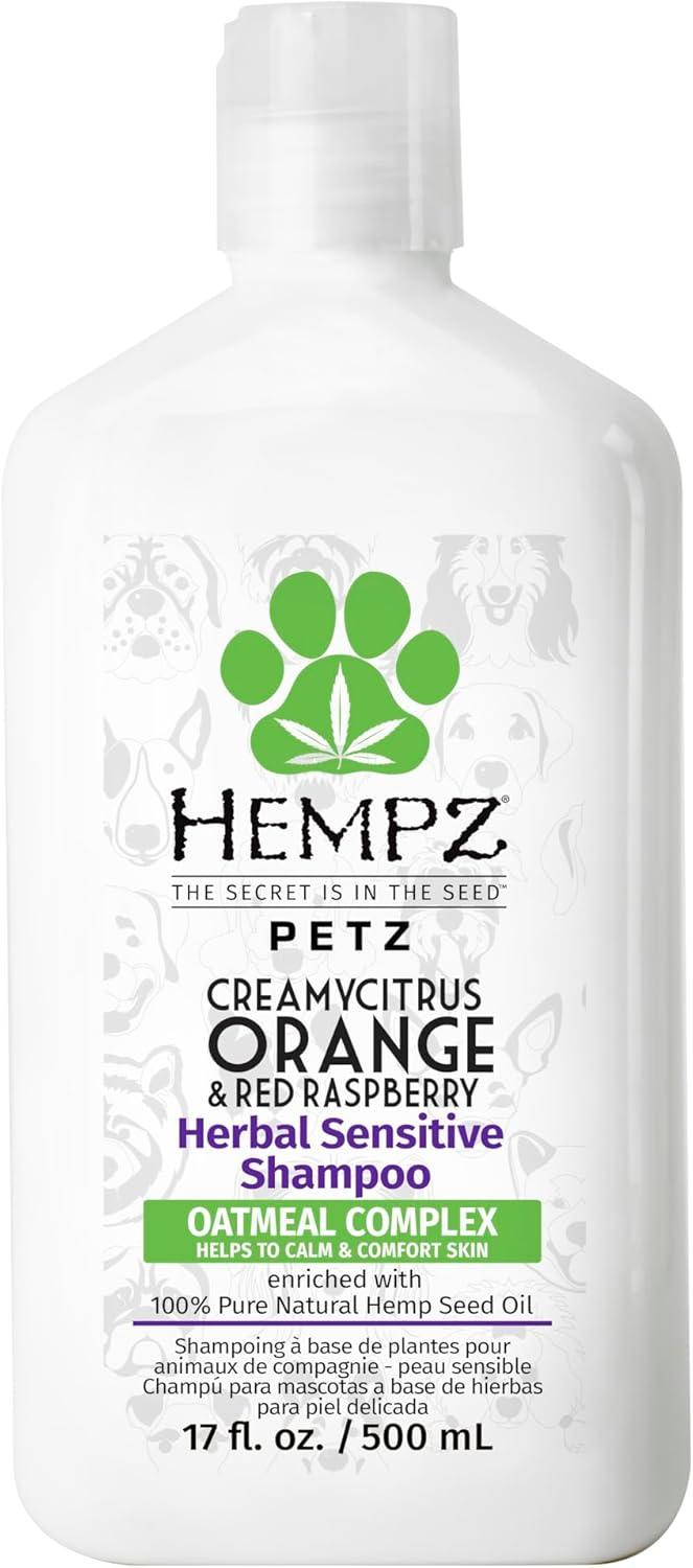 imageHempz Petz Sensitive Dog Shampoo Oatmeal Complex to Soothe Creamy Citrus Orange ampamp Red Raspberry Herbal Sensitive Shampoo 17 ozCitrus and Raspberry Sensitive