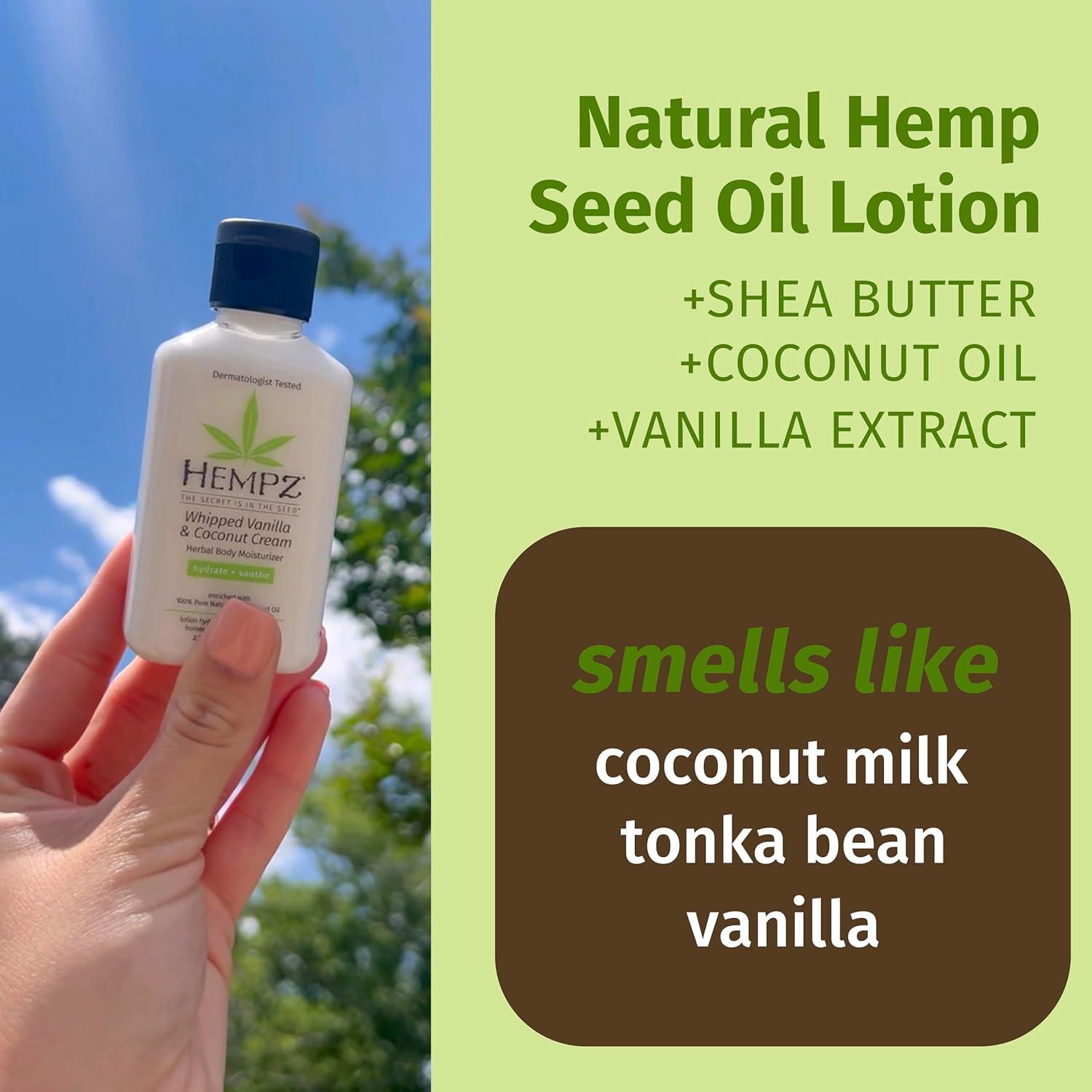 imageHempz Mini Whipped Vanilla ampamp Coconut Cream Body ampamp Hand Lotion 225 ozVanilla  Coconut Cream