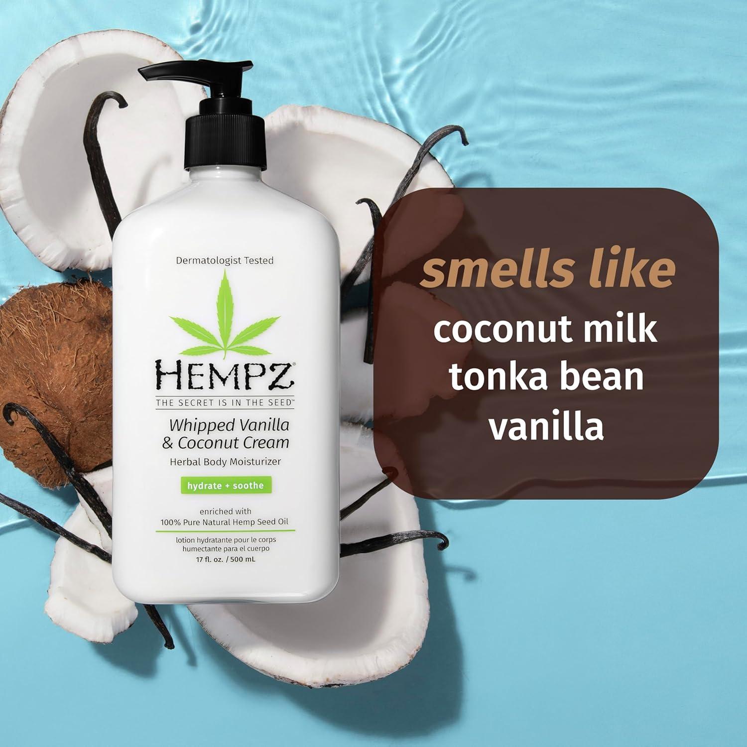 imageHempz Mini Whipped Vanilla ampamp Coconut Cream Body ampamp Hand Lotion 225 ozVanilla Bean and Coconut
