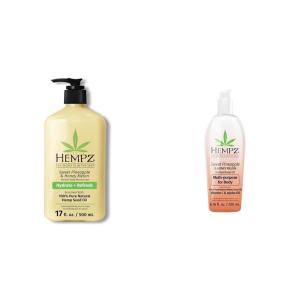 imageHempz Body Lotion ampamp Body Oil Bundle  Sweet Pineapple and Honey Melon Scents  Moisturizing Cream 17oz ampamp Hydrating Oil 676oz