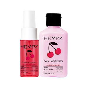 image:imageHempz Cherry Hydration On The Go Travel Size Bundle  Body Lotion 225 oz  Body Moisturizer Spray Hydrating Mist 1 floz