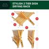 imageROYAL CRAFT WOOD Bamboo 2 Tier Dish Drying Rack  Collapsible Dish Drainer Utensil Rack and Best Dish Holder for Kitchen Countertop