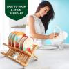 imageROYAL CRAFT WOOD Bamboo 2 Tier Dish Drying Rack  Collapsible Dish Drainer Utensil Rack and Best Dish Holder for Kitchen Countertop