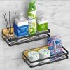 imageROYAL CRAFT WOOD Shower Caddy Shelf 2Pack  Adhesive NoDrill Rustproof Bathroom Organizer Large Capacity Shower Shelves for Home ampamp Bathroom DecorBlack Shower Caddy Shelf