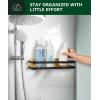 imageROYAL CRAFT WOOD Shower Caddy Shelf 2Pack  Adhesive NoDrill Rustproof Bathroom Organizer Large Capacity Shower Shelves for Home ampamp Bathroom DecorBlack Shower Caddy Shelf