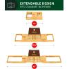imageROYAL CRAFT WOOD Shower Caddy Shelf 2Pack  Adhesive NoDrill Rustproof Bathroom Organizer Large Capacity Shower Shelves for Home ampamp Bathroom DecorNatural Bamboo Foldable