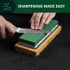 imageUniversal Knife Sharpening Stone wDual Grit 10006000 for Kitchen Knife Set Chef Knife and more  Whetstone Sharpening Kit with Angle Guide NonSlip Silicon and Bamboo Bases by ROYAL CRAFT WOODWhiteGreen Grit 10006000 