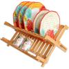 imageROYAL CRAFT WOOD Bamboo 2 Tier Dish Drying Rack  Collapsible Dish Drainer Utensil Rack and Best Dish Holder for Kitchen Countertop