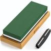 imageUniversal Knife Sharpening Stone wDual Grit 10006000 for Kitchen Knife Set Chef Knife and more  Whetstone Sharpening Kit with Angle Guide NonSlip Silicon and Bamboo Bases by ROYAL CRAFT WOODWhiteGreen Grit 10006000 