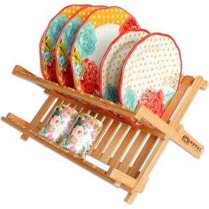 imageROYAL CRAFT WOOD Bamboo 2 Tier Dish Drying Rack  Collapsible Dish Drainer Utensil Rack and Best Dish Holder for Kitchen Countertop