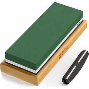 imageUniversal Knife Sharpening Stone wDual Grit 10006000 for Kitchen Knife Set Chef Knife and more  Whetstone Sharpening Kit with Angle Guide NonSlip Silicon and Bamboo Bases by ROYAL CRAFT WOODWhiteGreen Grit 10006000 