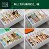 imageROYAL CRAFT WOOD Adjustable Bamboo Caddy Expandable Drawer Organization Separators For Kitchen Dresser Bedroom Bathroom and Office 4Pack Large up to 22 WhiteNatural