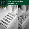 imageROYAL CRAFT WOOD Adjustable Bamboo Caddy Expandable Drawer Organization Separators For Kitchen Dresser Bedroom Bathroom and Office 4Pack Large up to 22 WhiteWhite