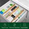 imageROYAL CRAFT WOOD Adjustable Bamboo Caddy Expandable Drawer Organization Separators For Kitchen Dresser Bedroom Bathroom and Office 4Pack Large up to 22 WhiteNatural