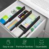 imageROYAL CRAFT WOOD Adjustable Bamboo Caddy Expandable Drawer Organization Separators For Kitchen Dresser Bedroom Bathroom and Office 4Pack Large up to 22 WhiteBlack
