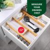 imageROYAL CRAFT WOOD Adjustable Bamboo Caddy Expandable Drawer Organization Separators For Kitchen Dresser Bedroom Bathroom and Office 4Pack Large up to 22 WhiteNatural with Inserts