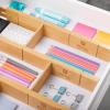imageROYAL CRAFT WOOD Adjustable Bamboo Caddy Expandable Drawer Organization Separators For Kitchen Dresser Bedroom Bathroom and Office 4Pack Large up to 22 WhiteNatural with Inserts